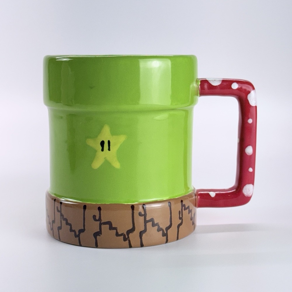 Super Mario Brothers Level-Up Pipe Mug Green - Hand Painted